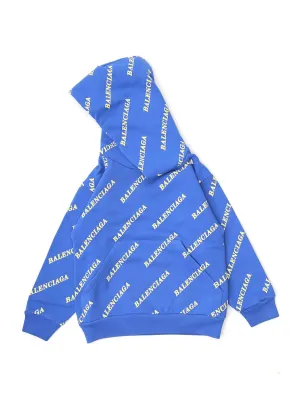 Balenciaga Kids Logo Allover Printed Hoodie