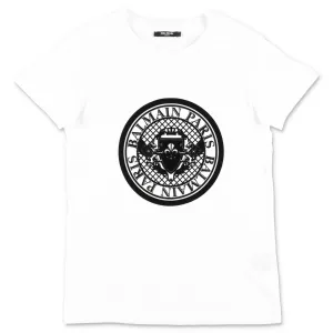 Balmain Kids Logo Crest Print T-Shirt