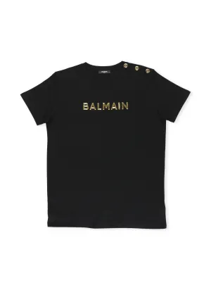 Balmain Kids Logo Detailed Crewneck T-Shirt
