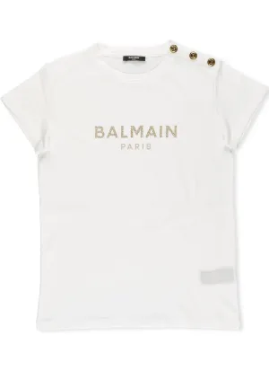 Balmain Kids Logo Embellished Crewneck T-Shirt