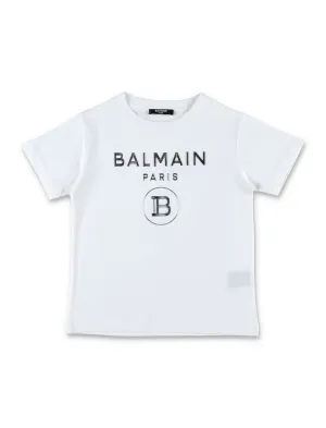 Balmain Kids Logo Embossed Crewneck T-Shirt