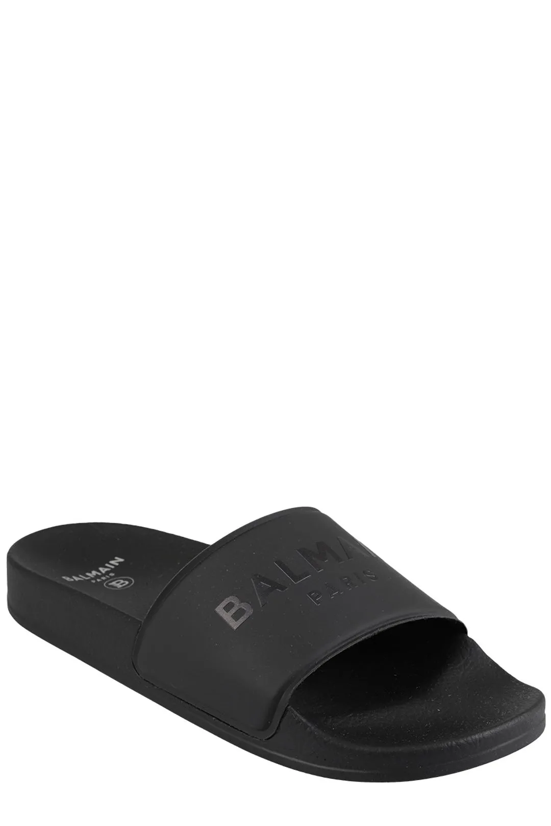 Balmain Kids Logo Embossed Open-Toe Slides