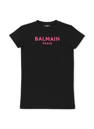 Balmain Kids Logo Embroidered T-Shirt Dress