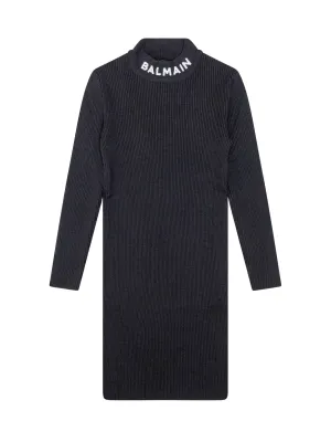 Balmain Kids Logo Intarsia Knitted Dress