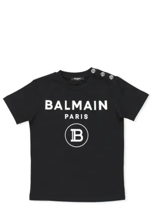Balmain Kids Logo Print Crewneck T-Shirt