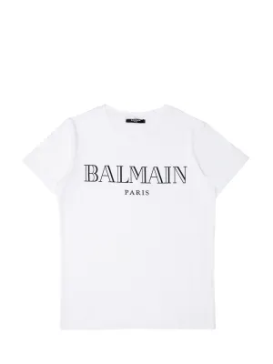 Balmain Kids Logo Print Crewneck T-Shirt