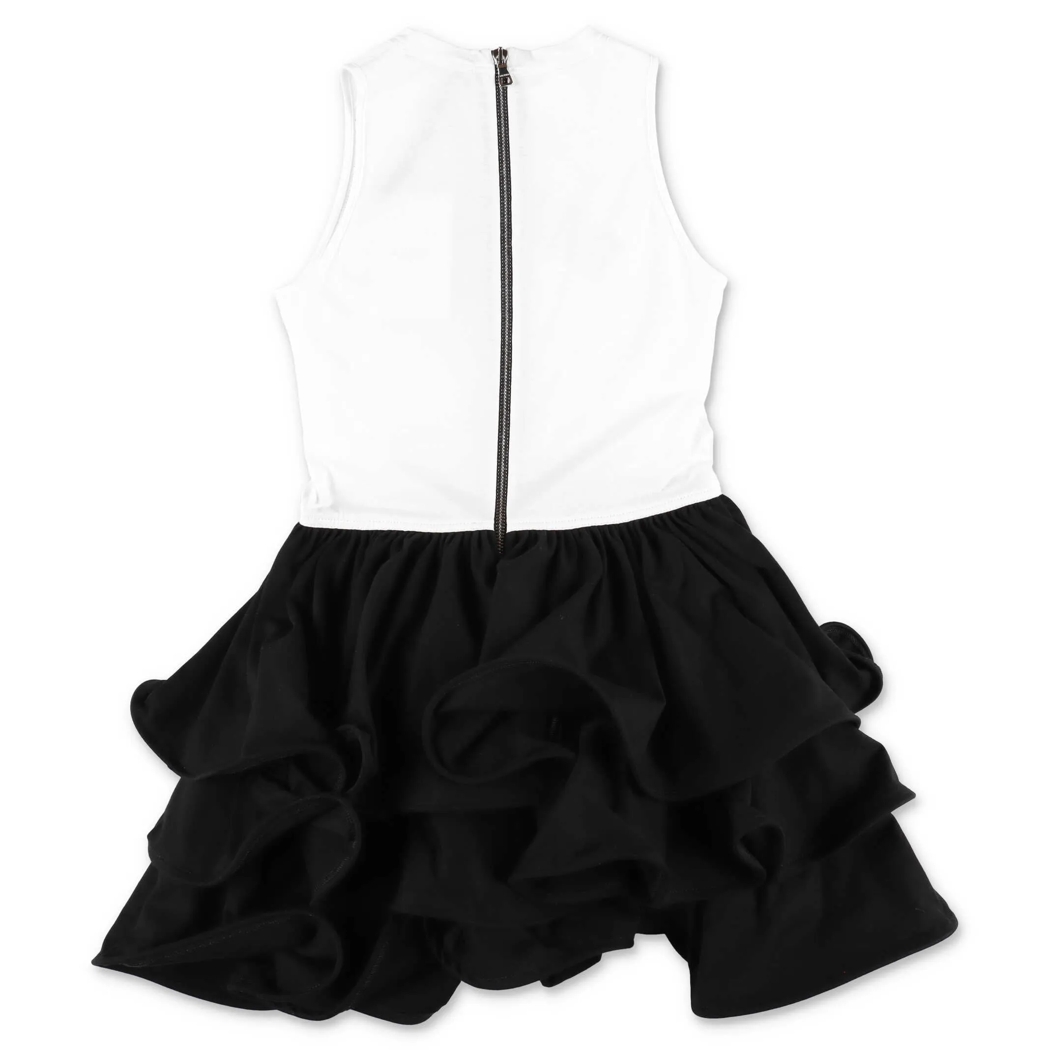 Balmain Kids Logo Print Ruffled Dress