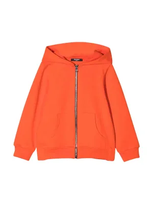 Balmain Kids Logo Print Zip Hoodie