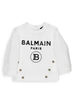 Balmain Kids Logo Printed Button Detail Sweatshirt
