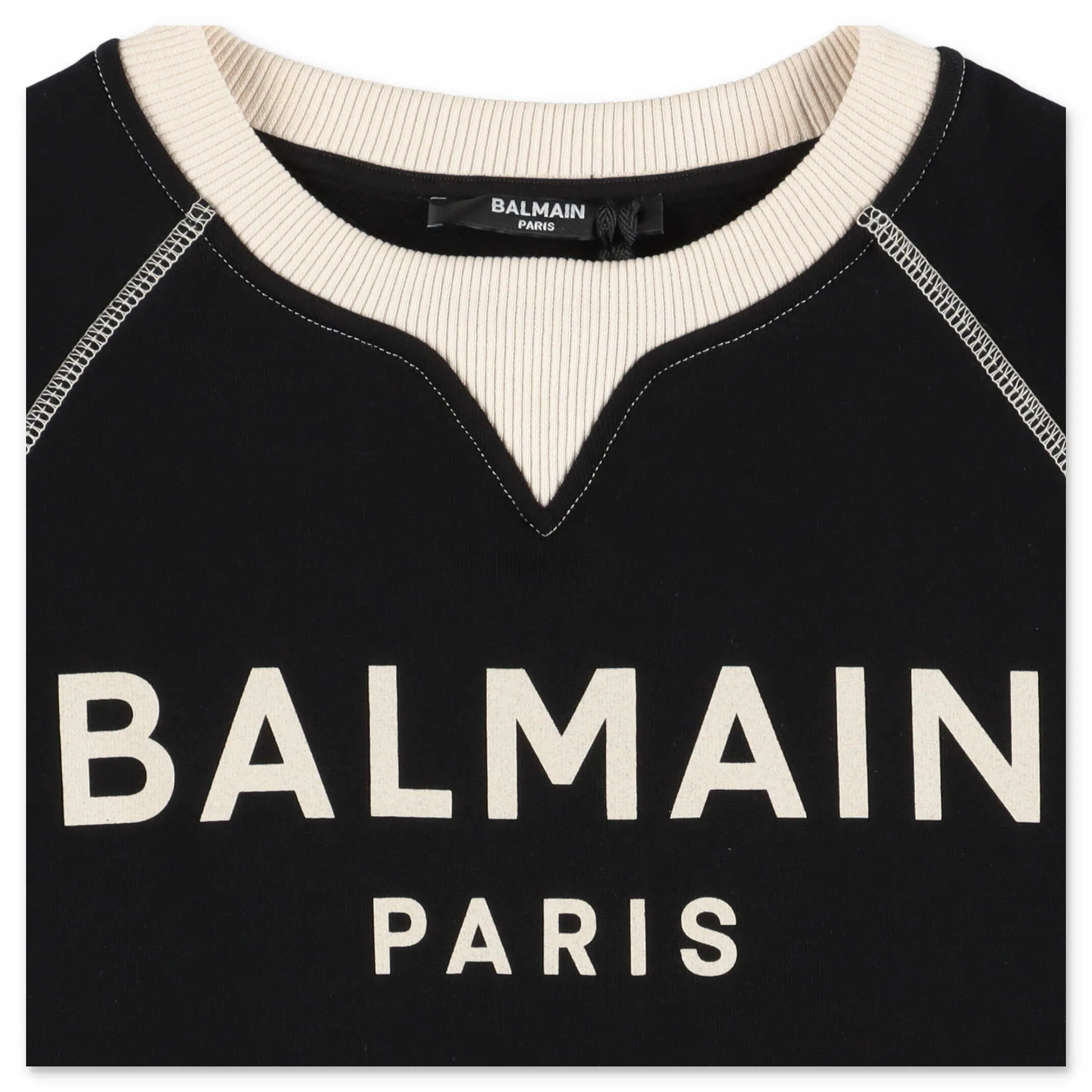 Balmain Kids Logo Printed Contrast Trim Sweatshirt