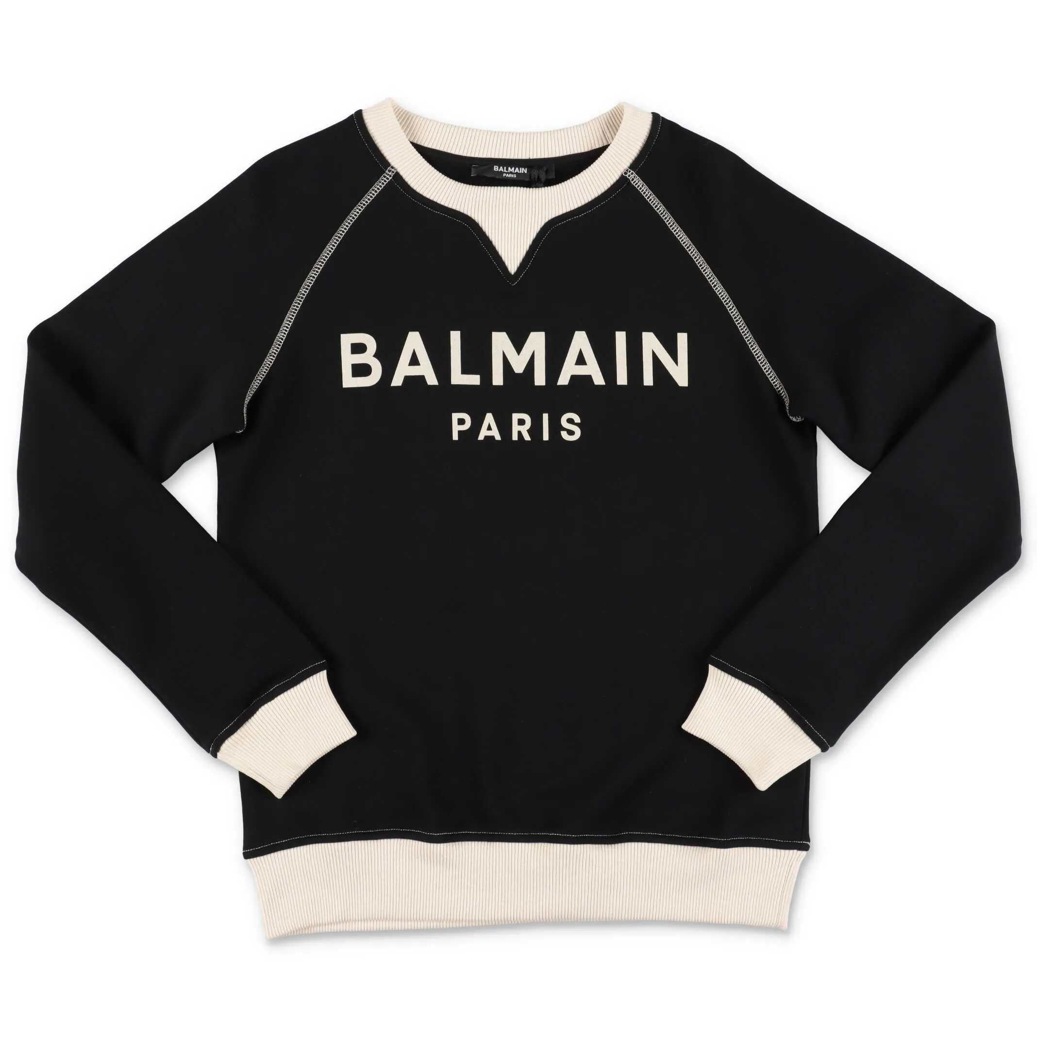Balmain Kids Logo Printed Contrast Trim Sweatshirt