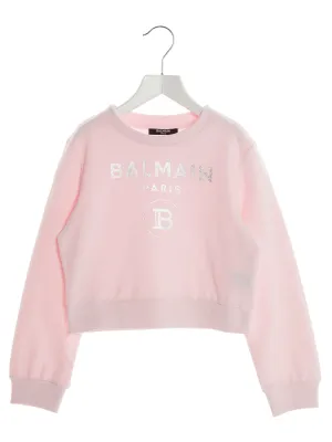 Balmain Kids Logo Printed Crewneck Sweatshirt