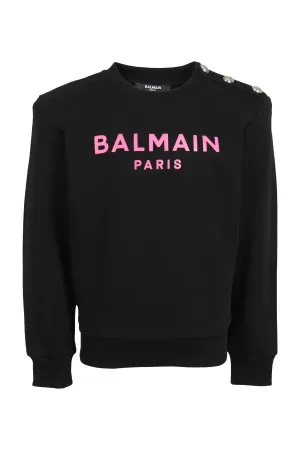 Balmain Kids Logo Printed Crewneck Sweatshirt