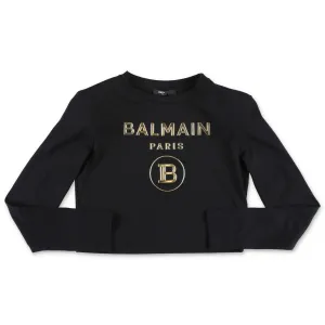 Balmain Kids Logo Printed Crewneck T-Shirt