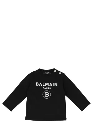 Balmain Kids Logo Printed Long Sleeve T-Shirt