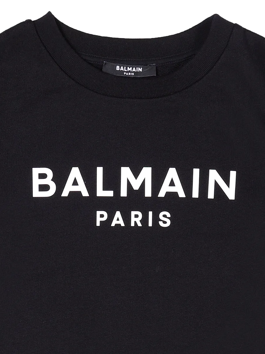Balmain Kids Logo Printed Puff Sleeve Sweatshirt