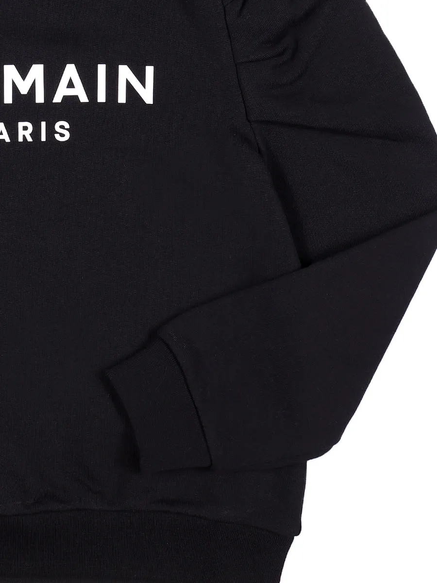 Balmain Kids Logo Printed Puff Sleeve Sweatshirt