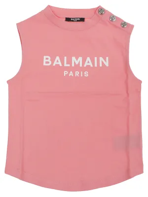Balmain Kids Logo Printed Sleeveless Top