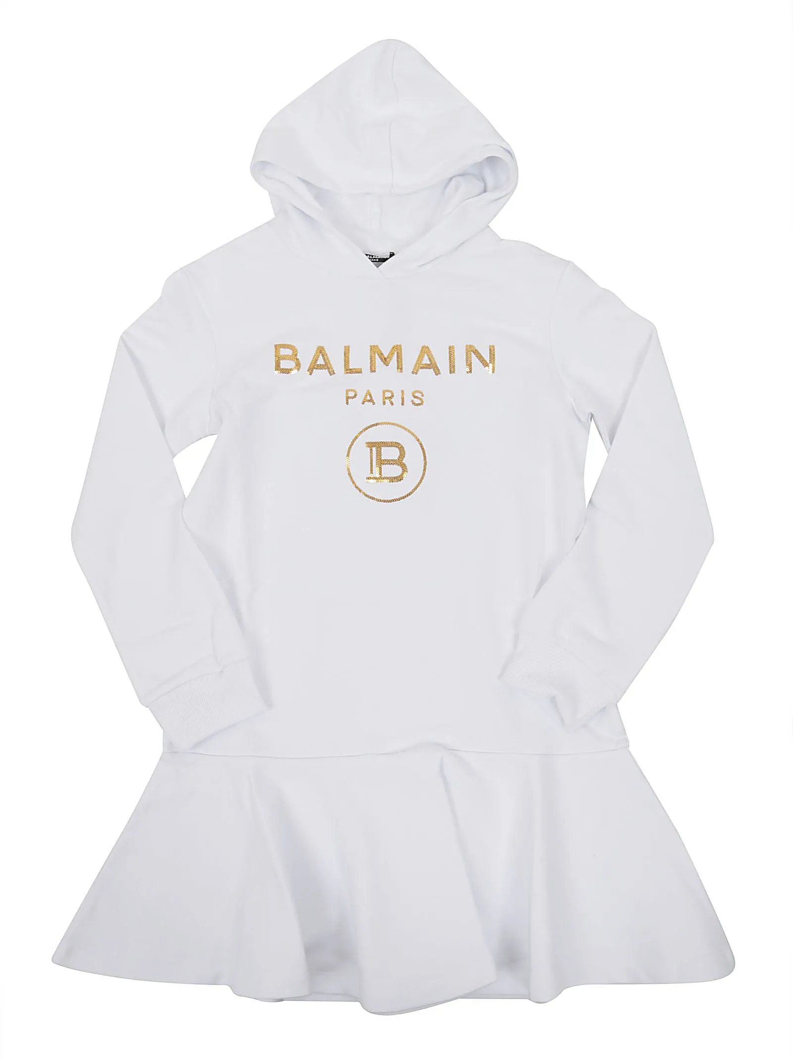 Balmain Kids Sequin Logo Hoodie Dress