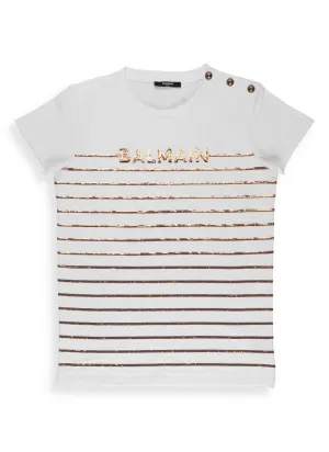 Balmain Kids Sequin Striped T-Shirt