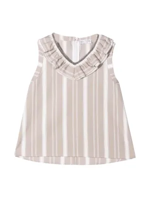 Brunello Cucinelli Kids Striped Ruffled Blouse