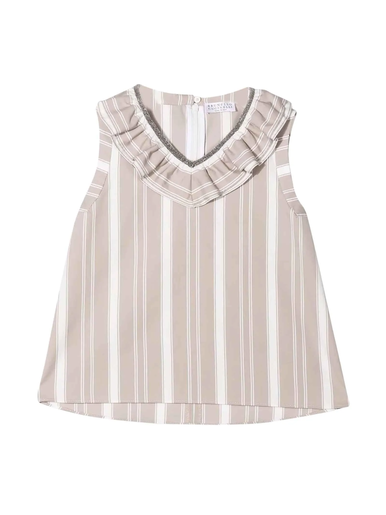 Brunello Cucinelli Kids Striped Ruffled Blouse