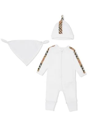 Burberry Kids Check Trim Three-Piece Baby Romper Set