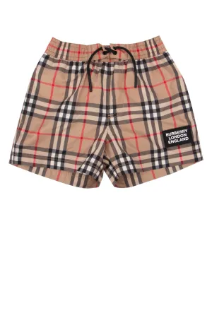 Burberry Kids Logo Appliqu Vintage Check Swim Shorts