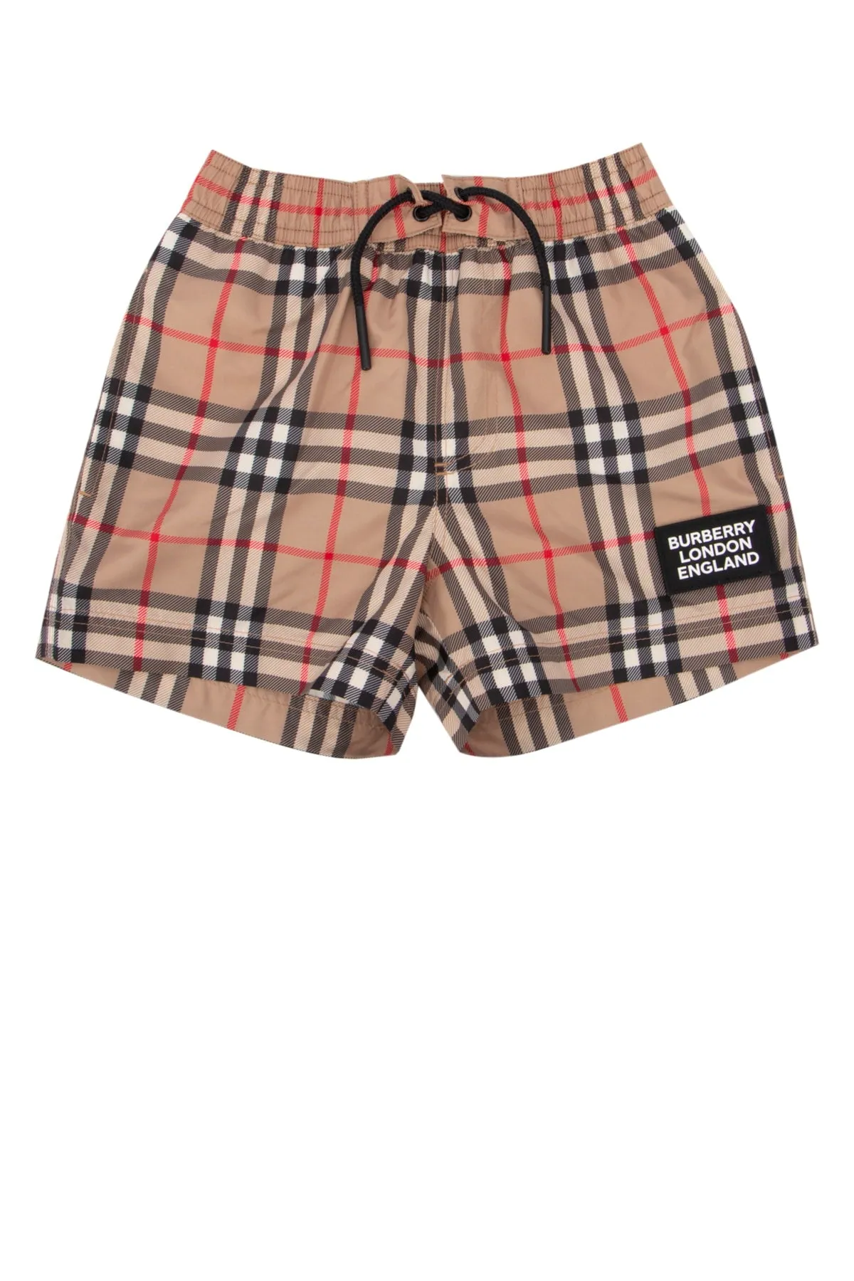 Burberry Kids Logo Patch Vintage Check Swim Shorts