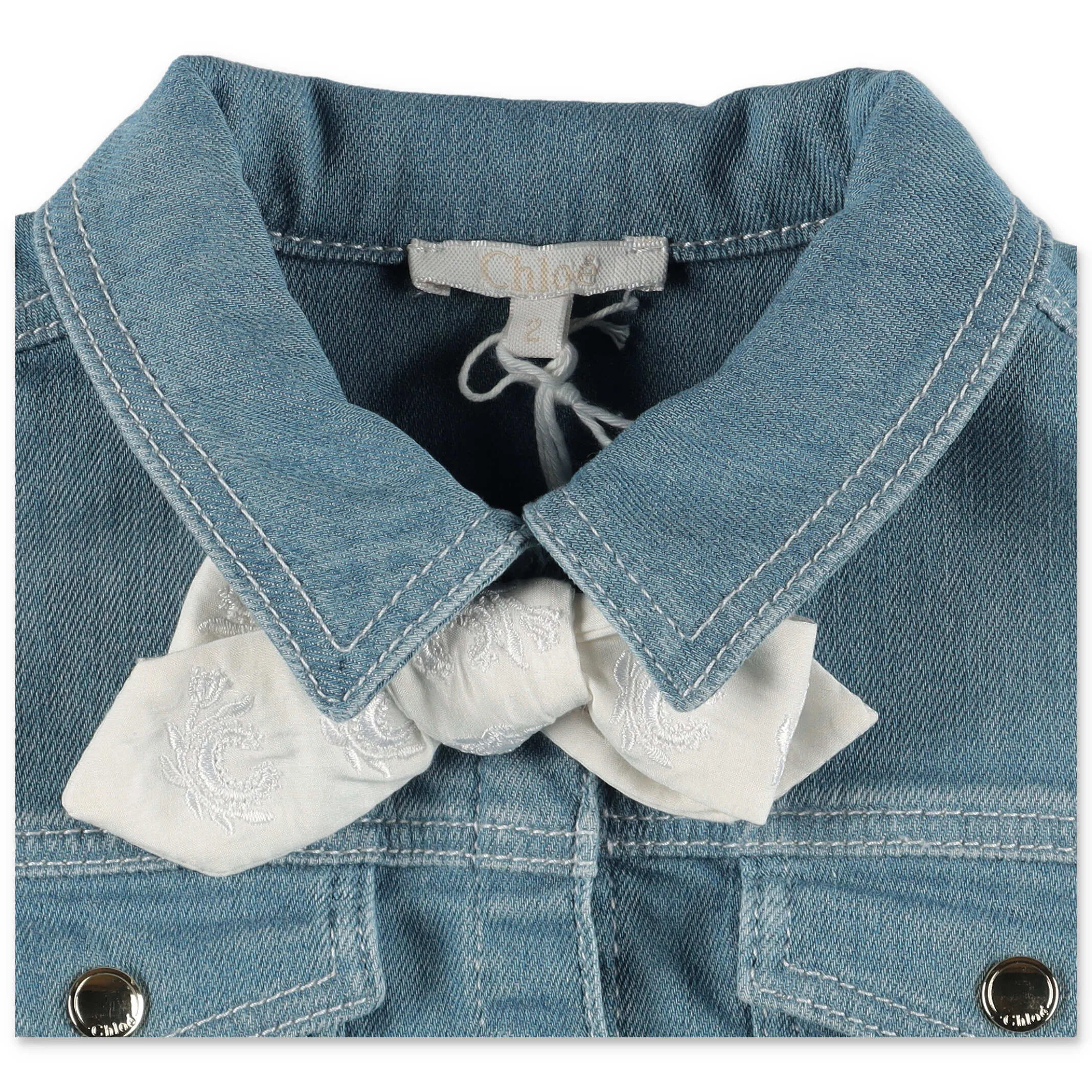 Chlo Kids Bow Detail Denim Jacket