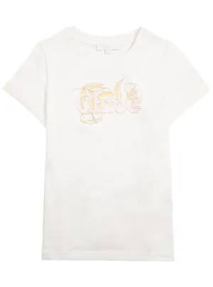 Chlo Kids Flower Logo Print T-Shirt