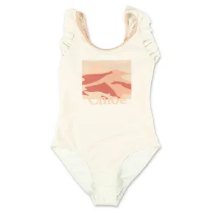 Chlo Kids Graphic Printed Ruffled Swimsuit