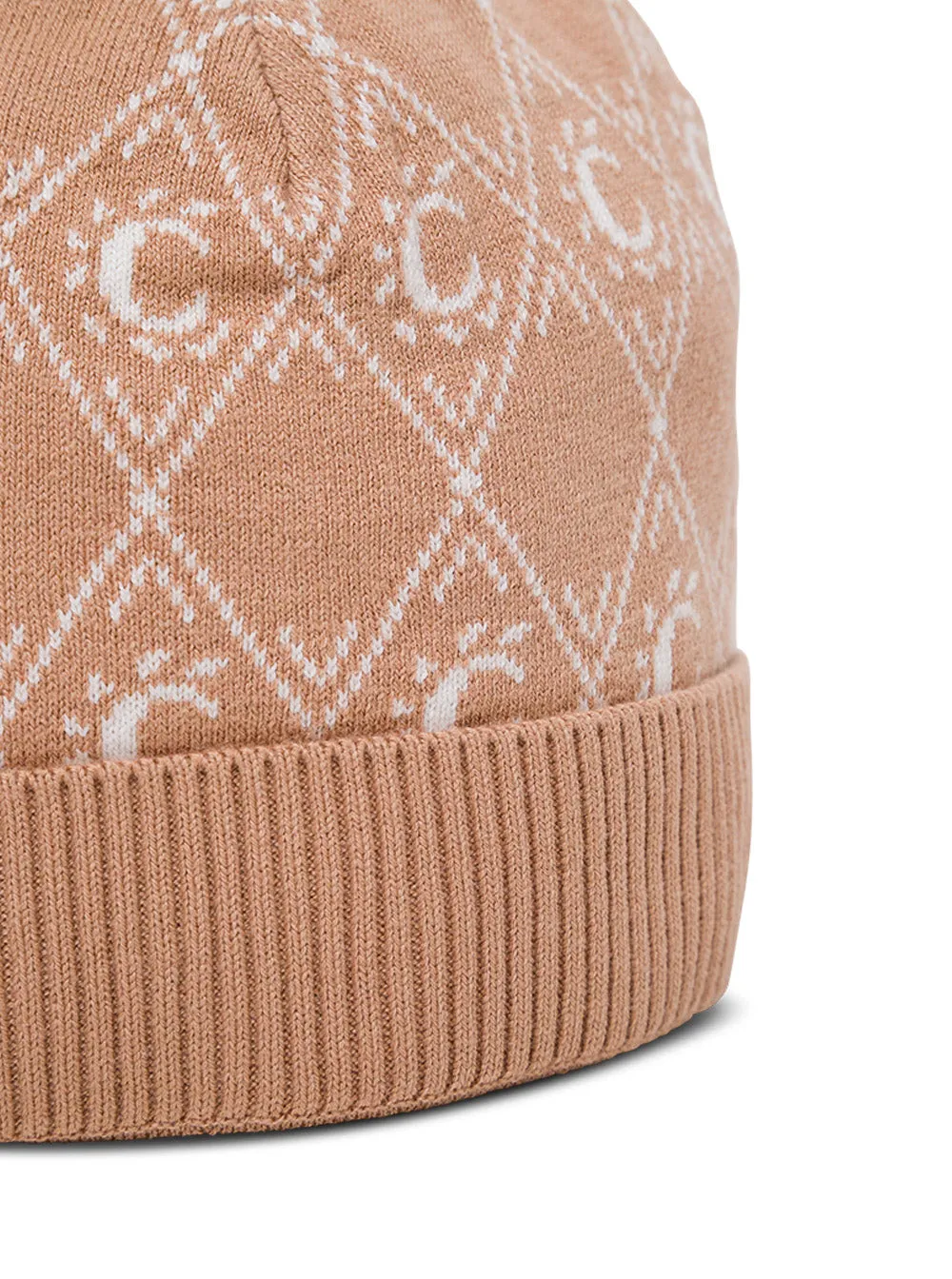 Chlo Kids Logo Diamond Intarsia Pom Pom Beanie