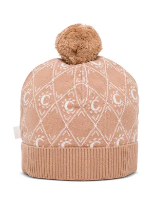 Chlo Kids Logo Diamond Intarsia Pom Pom Beanie