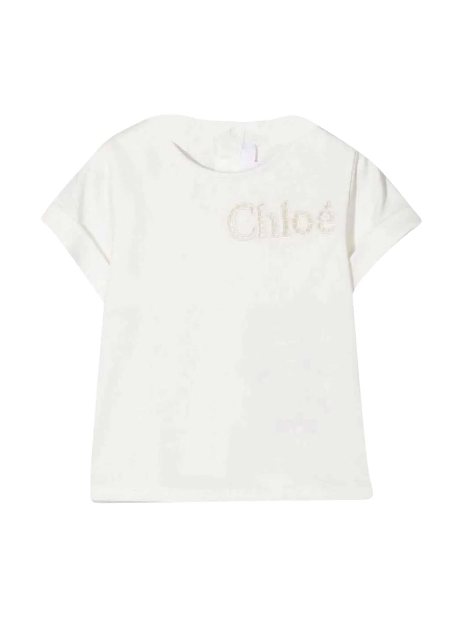 Chlo Kids Logo Embroidered Crewneck T-Shirt