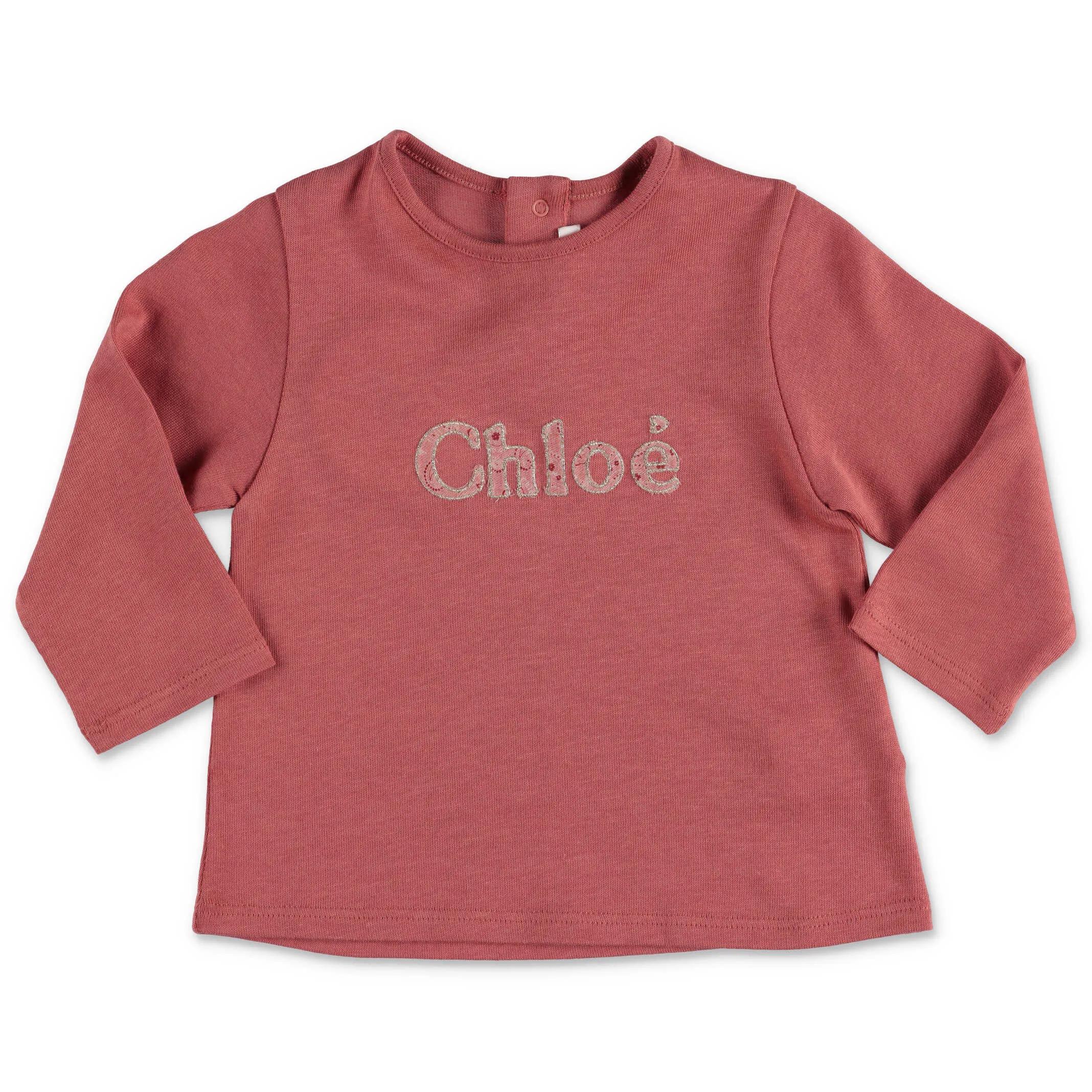 Chlo Kids Logo Embroidered Long-Sleeve Top