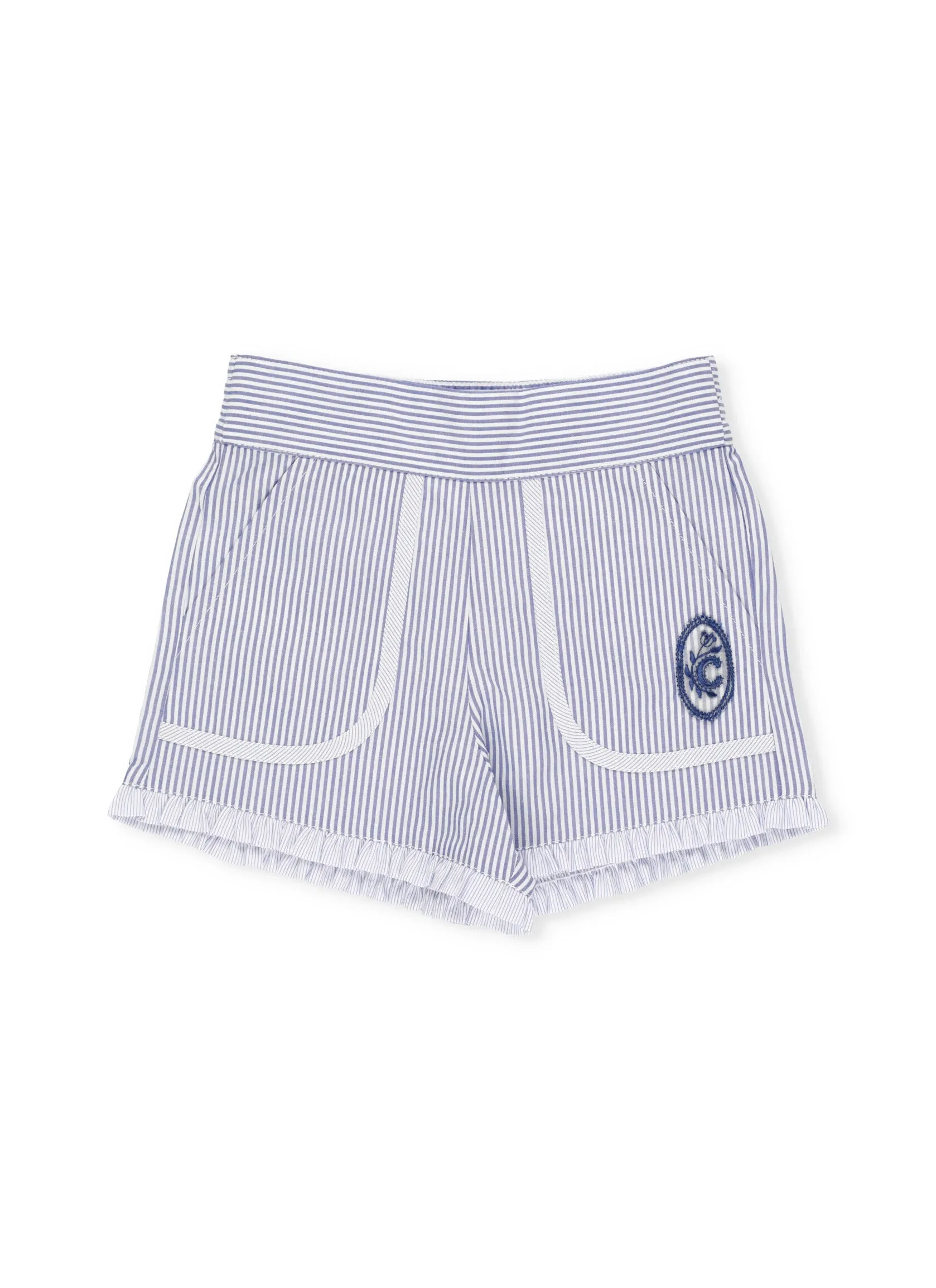 Chlo Kids Logo Embroidered Striped Shorts