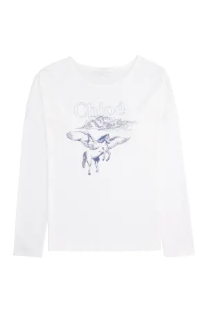 Chlo Kids Pegasus Printed Long-Sleeve T-Shirt