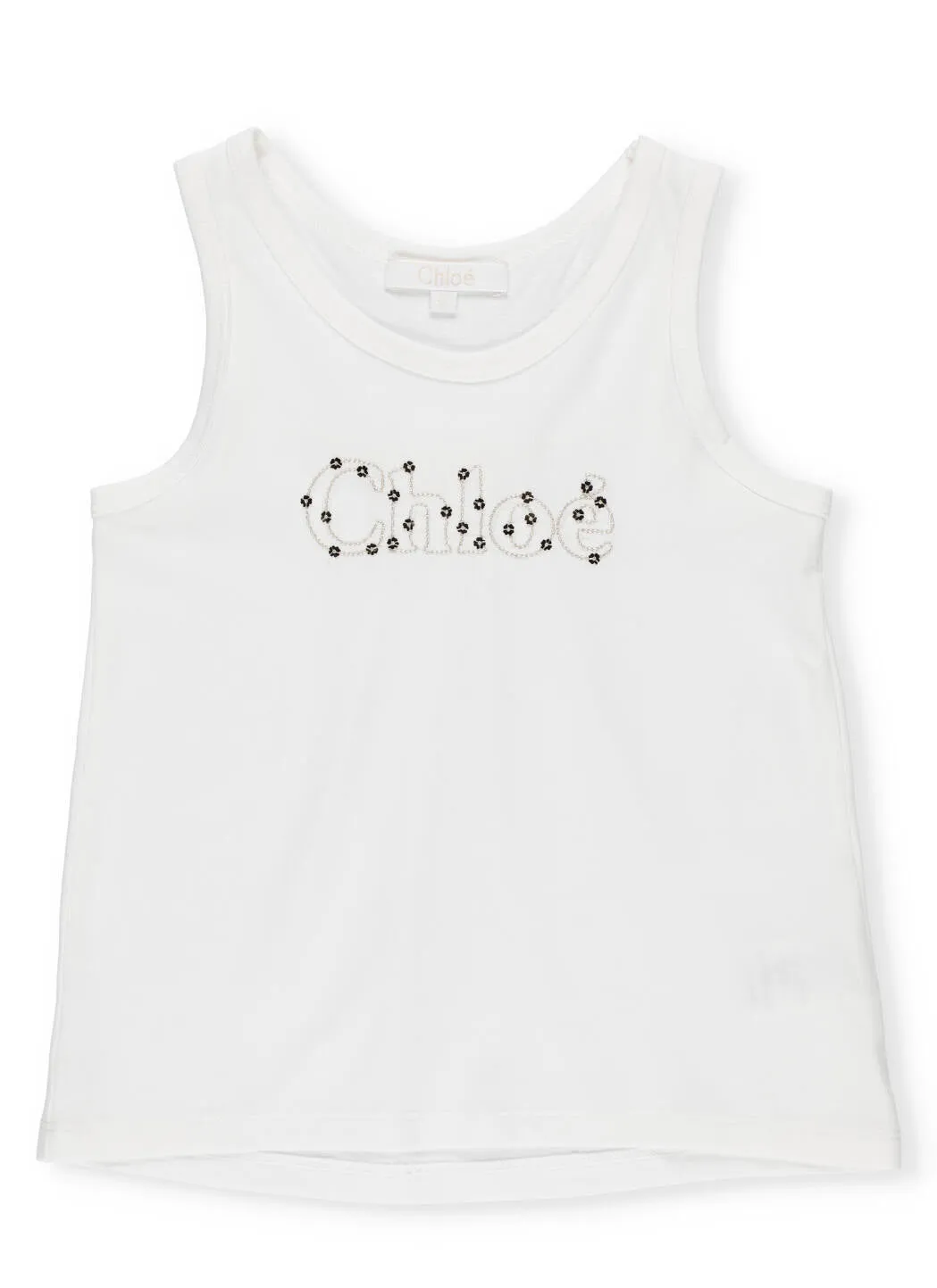 Chlo Kids Sequin Embroidered Logo Tank Top