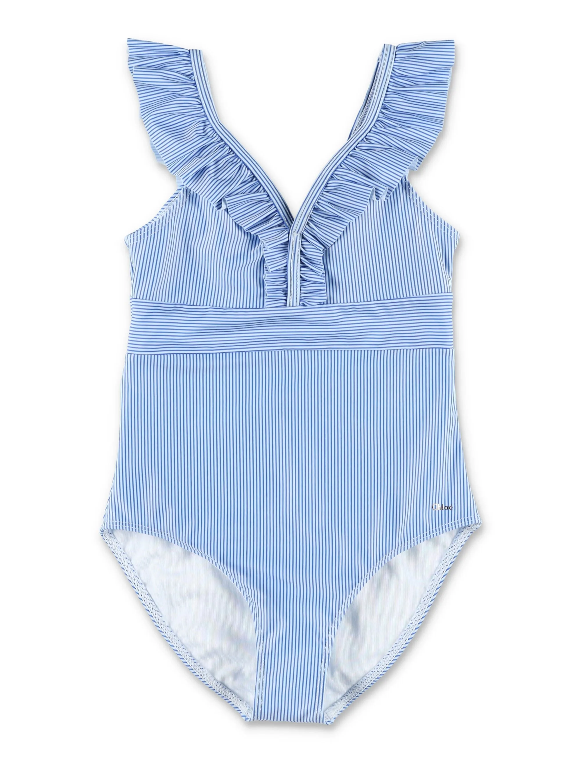 Chlo Kids Striped Ruffled One Piece Swimsuit