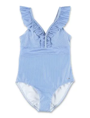 Chlo Kids Striped Ruffled One Piece Swimsuit