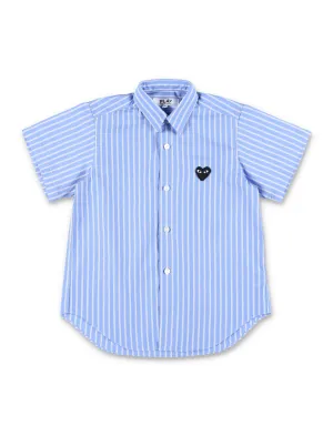 Comme des Garons Play Kids Heart Patch Striped Shirt