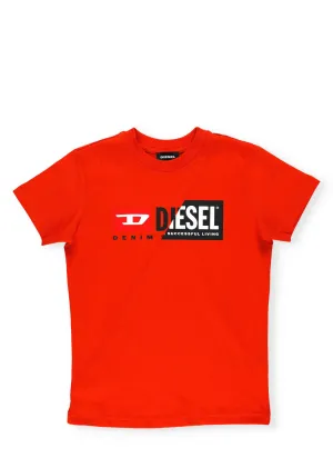 Diesel Kids Logo Print Crewneck T-Shirt