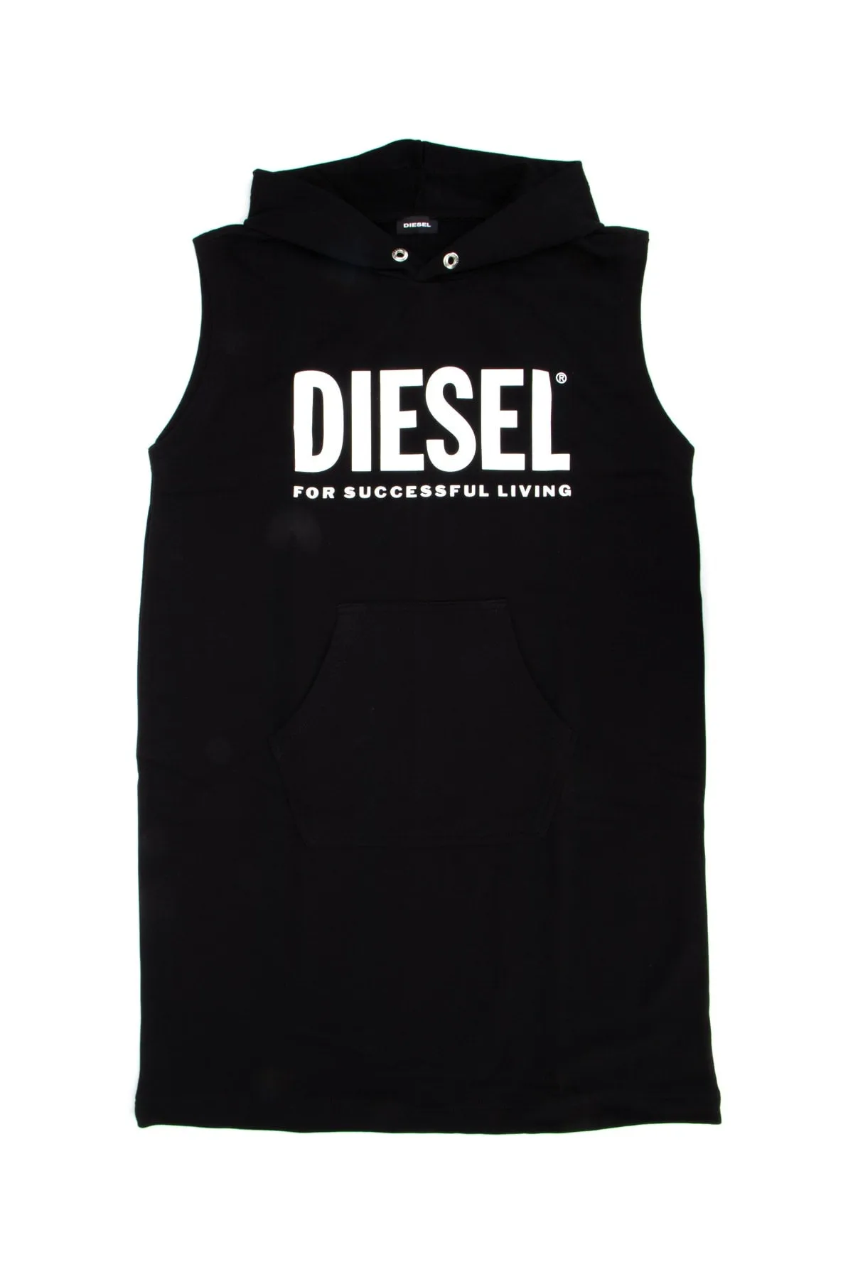Diesel Kids Logo Print Sleeveless Hoodie Dress