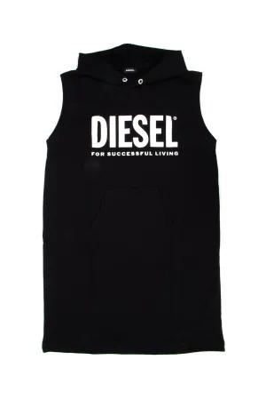 Diesel Kids Logo Print Sleeveless Hoodie Dress