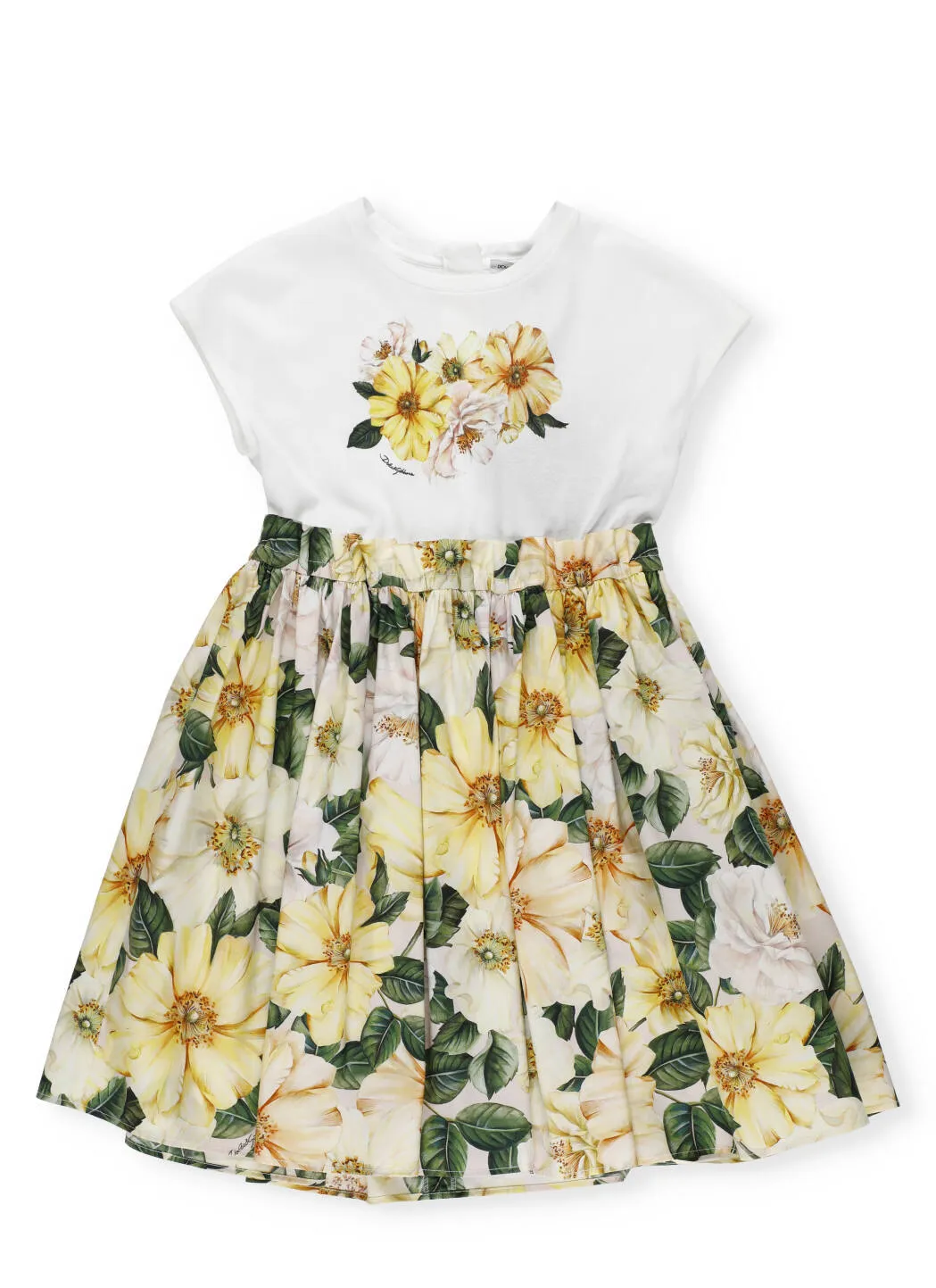 Dolce & Gabbana Kids Camellia Print Midi Dress