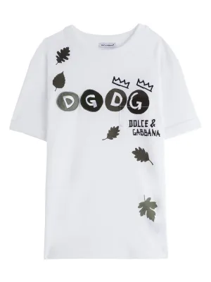 Dolce & Gabbana Kids DG Patch Leaf Print T-Shirt