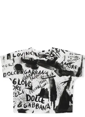 Dolce & Gabbana Kids Graffiti Logo Print T-Shirt