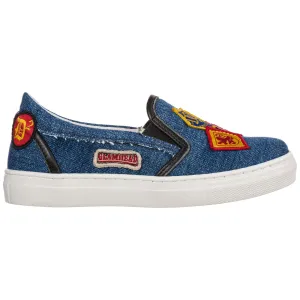 Dsquared2 Kids Patch Detail Denim Slip-On Sneakers
