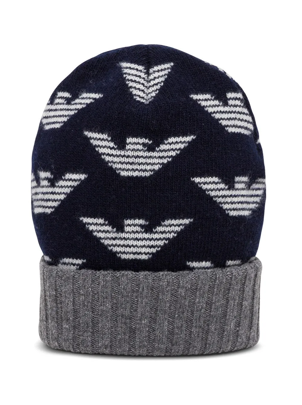 Emporio Armani Kids Allover Logo Intarsia Knit Beanie